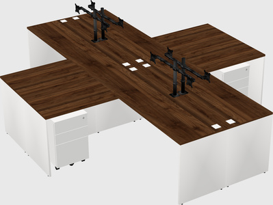 Bureaux de bureau quadruples en forme de l