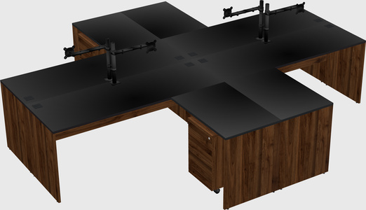 Quad l-shaped office desks
