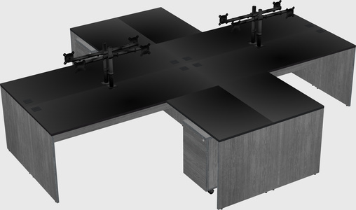 Quad l-shaped office desks