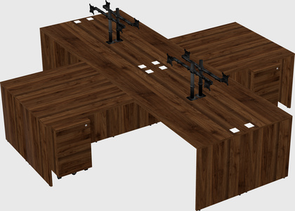 Quad l-shaped office desks