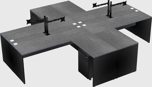 Quad l-shaped office desks