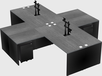 Quad l-shaped office desks