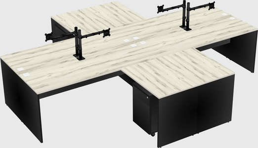 Quad l-shaped office desks