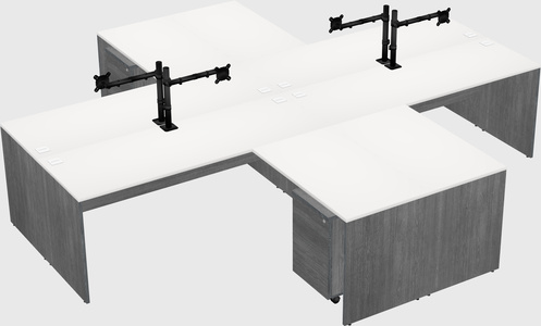Quad l-shaped office desks