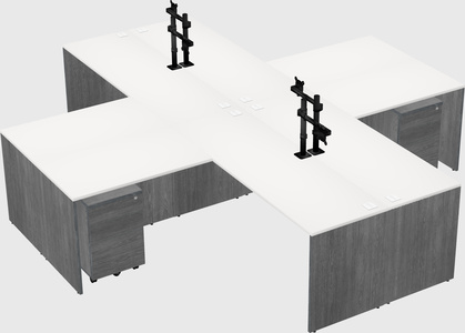 Bureaux de bureau quadruples en forme de l