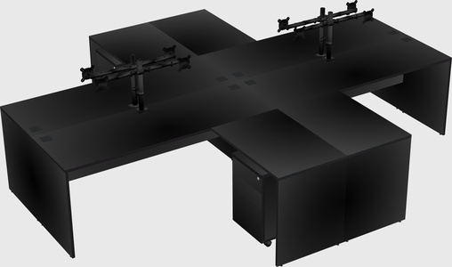Quad l-shaped office desks