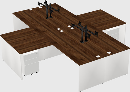 Quad l-shaped office desks