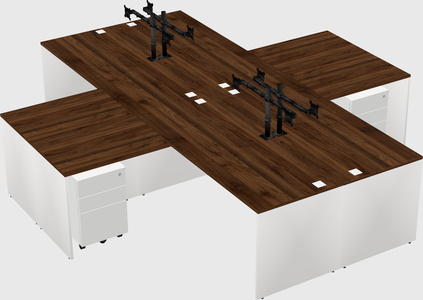 Quad l-shaped office desks