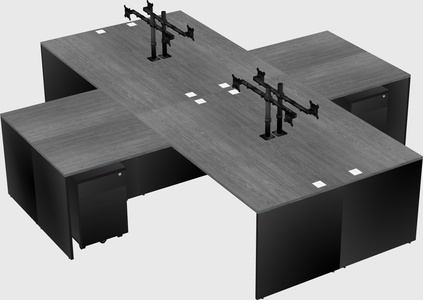 Bureaux de bureau quadruples en forme de l