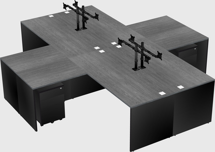 Bureaux de bureau quadruples en forme de l