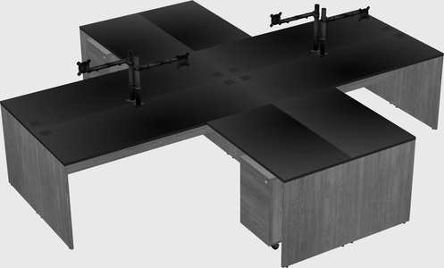 Quad l-shaped office desks