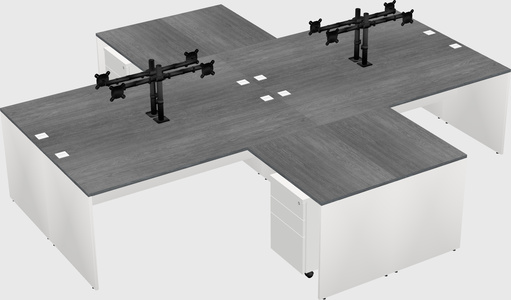 Bureaux de bureau quadruples en forme de l