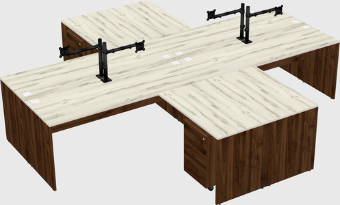 Quad l-shaped office desks
