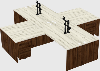 Quad l-shaped office desks