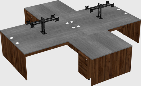 Quad l-shaped office desks