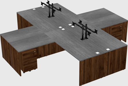 Quad l-shaped office desks