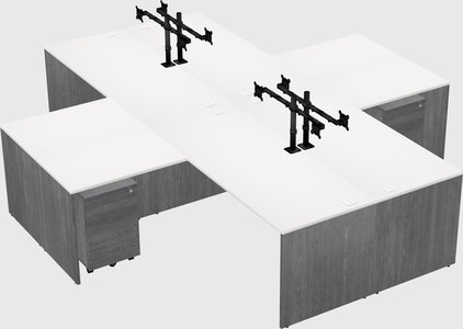Bureaux de bureau quadruples en forme de l