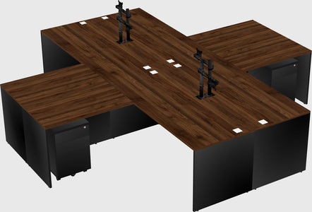Bureaux de bureau quadruples en forme de l