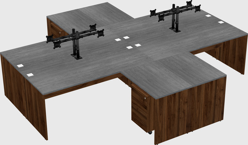 Quad l-shaped office desks