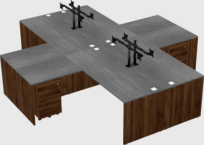Quad l-shaped office desks