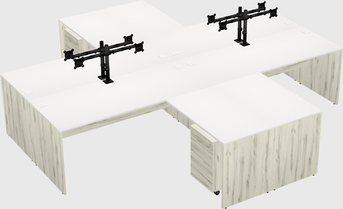 Quad l-shaped office desks