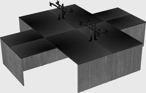 Quad l-shaped office desks
