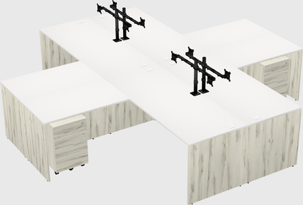 Bureaux de bureau quadruples en forme de l