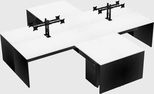 Quad l-shaped office desks