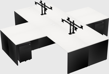 Bureaux de bureau quadruples en forme de l