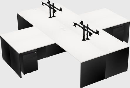 Bureaux de bureau quadruples en forme de l