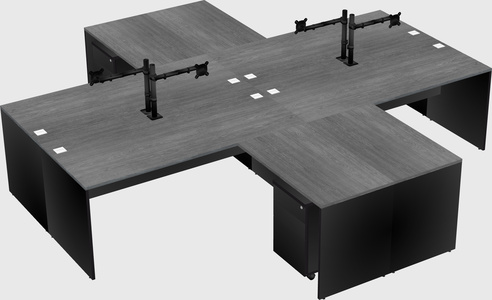 Quad l-shaped office desks