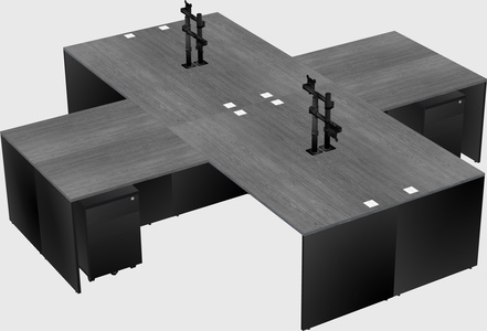 Quad l-shaped office desks