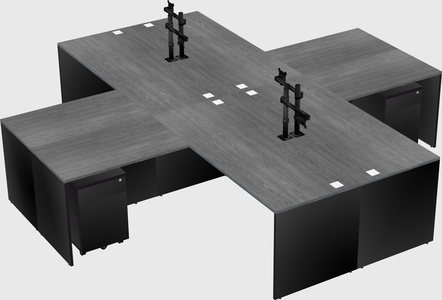 Quad l-shaped office desks