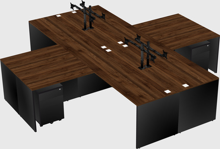 Quad l-shaped office desks