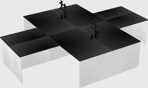 Quad l-shaped office desks