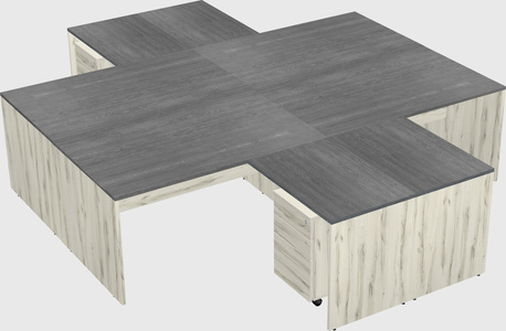 Quad l-shaped office desks