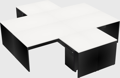 Quad l-shaped office desks