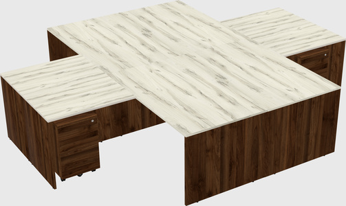 Quad l-shaped office desks