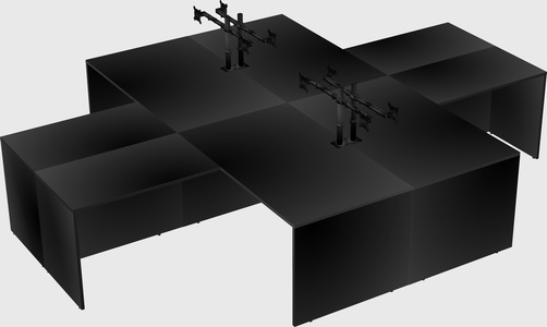 Quad l-shaped office desks