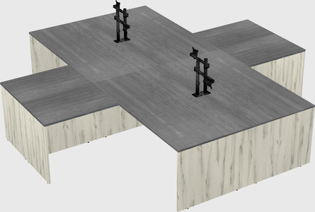 Quad l-shaped office desks