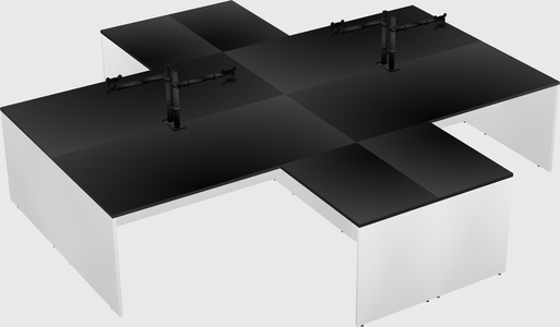 Bureaux de bureau quadruples en forme de l