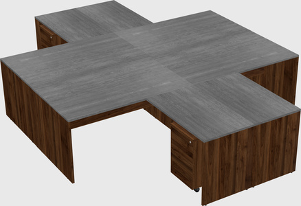 Quad l-shaped office desks