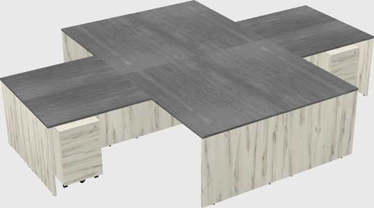 Quad l-shaped office desks