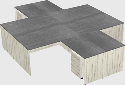 Quad l-shaped office desks