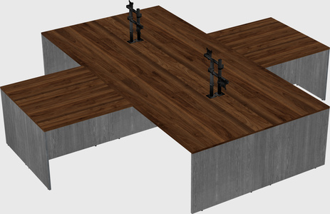 Bureaux de bureau quadruples en forme de l