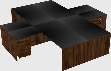 Quad l-shaped office desks
