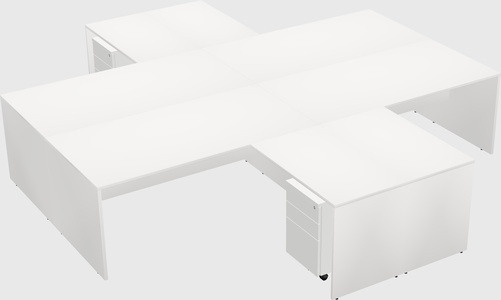 Bureaux de bureau quadruples en forme de l