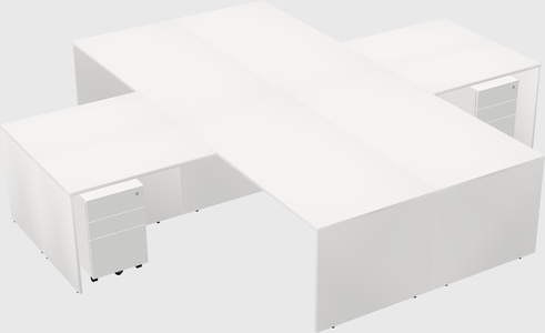 Bureaux de bureau quadruples en forme de l