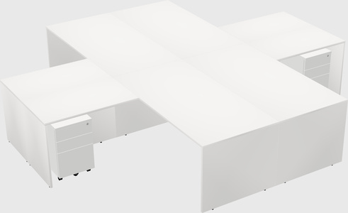 Bureaux de bureau quadruples en forme de l
