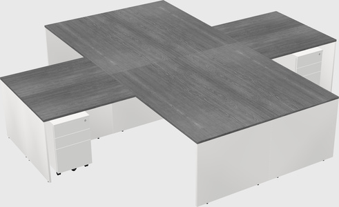 Quad l-shaped office desks